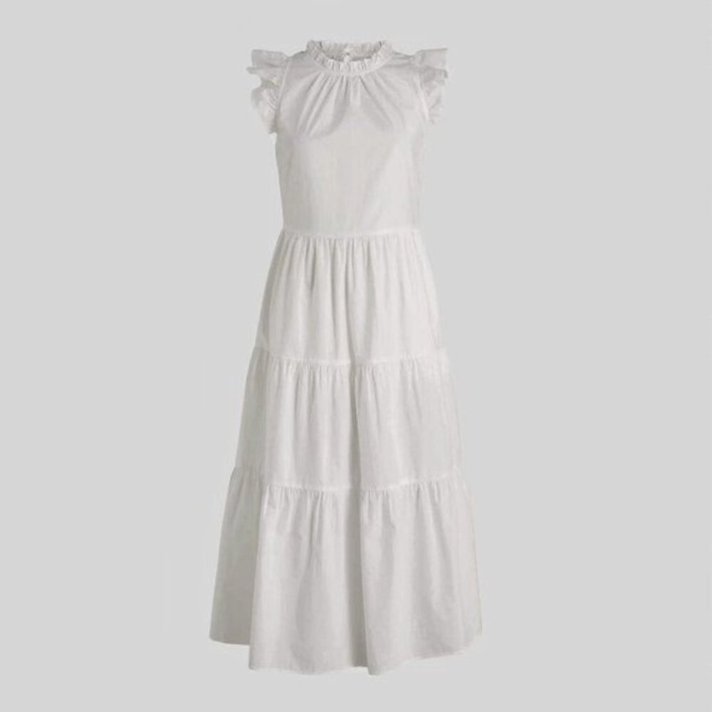 JCREW Tiered ruffle-sleeve cotton poplin dress (2 sizes XS and XXS)
